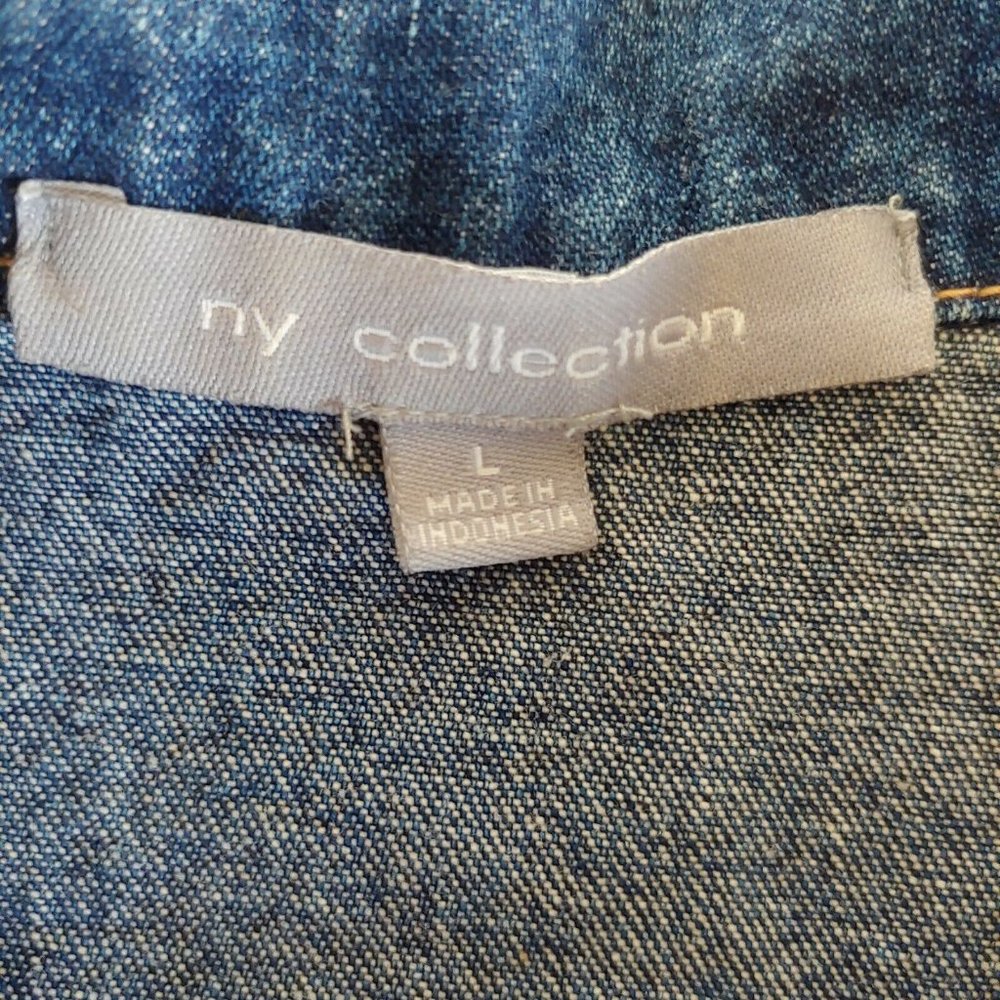 ❤️ SOLD ❤️NY Collection Blue Denim Jean Vest Raw Edge Button - Picture 5 of 6